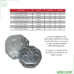 Caja Octagonal Metalica, Agujero 12