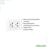 Tomacorriente doble 2P+T AP1222 (CON ALVEOLOS PROTEGIDOS) DOMINO SENCIA BTICINO